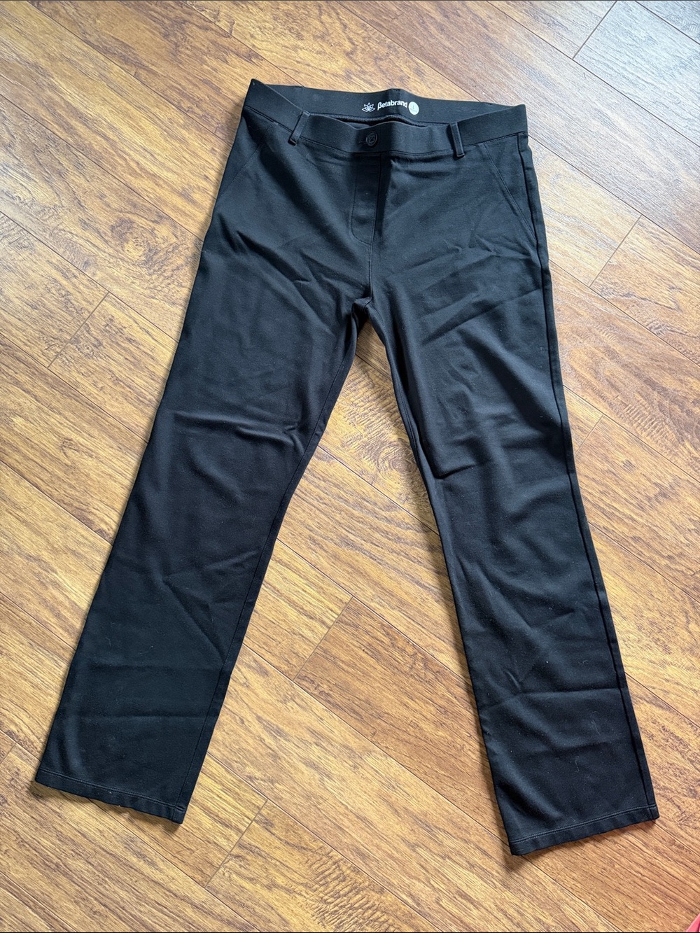 Betabrand Boot-Cut Classic Dress Pant Yoga Pant in Black Large Petite